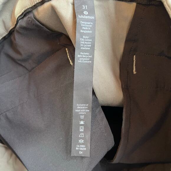 Lululemon 9" Commission Shorts Warpstreme Performance Chino in Gray Men's 31 W - Picture 15 of 15